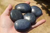 Polished Blue Lazulite Palm Stones  x 12 From Madagascar - TopRock