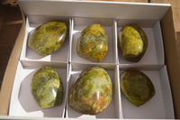 Polished  Green Opal Standing Free Forms  x 6 From Madagascar