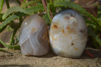 Polished Mixed Agate Standing Free Forms  x 6 From Madagascar