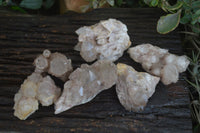 Natural Cascading White Phantom Smokey Quartz Clusters  x 6 From Luena, Congo - Toprock Gemstones and Minerals 