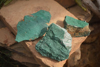 Natural Crystalline Malachite Specimens  x 3 From Congo