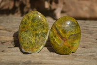 Polished  Green Opal Standing Free Forms  x 6 From Madagascar