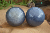 Polished Blue Lazulite Spheres  x 2 From Madagascar - Toprock Gemstones and Minerals 