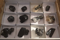 Natural Schorl Black Tourmaline Specimens With Hyalite On Some x 14 From Erongo, Namibia