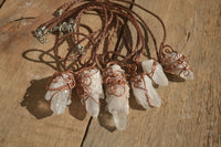 Natural Copper Wire Wrapped Sugar Pineapple Clear Quartz Crystals  x 6 From Madagascar