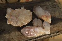 Natural Red Hematoid Quartz Clusters x 3 From Karoi, Zimbabwe