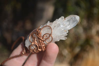 Natural Copper Wire Wrapped Sugar Pineapple Clear Quartz Crystals  x 6 From Madagascar