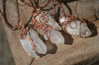 Natural Copper Wire Wrapped Sugar Pineapple Clear Quartz Crystals  x 6 From Madagascar