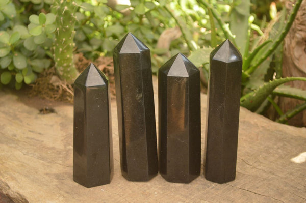 Polished  Black Basalt Points  x 3 From Antsirabe, Madagascar