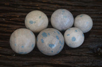 Polished Blue Spotted Spinel Quartz Spheres  x 6 From Madagascar - Toprock Gemstones and Minerals 