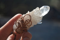 Natural Copper Wire Wrapped Sugar Pineapple Clear Quartz Crystals  x 6 From Madagascar