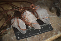 Natural Copper Wire Wrapped Sugar Pineapple Clear Quartz Crystals  x 6 From Madagascar