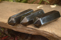 Polished  Black Basalt Points  x 3 From Antsirabe, Madagascar