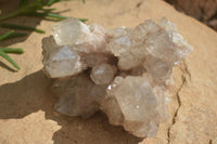 Natural Cascading White Phantom Smokey Quartz Clusters  x 2 From Luena, Congo - Toprock Gemstones and Minerals 