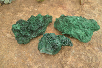 Natural Chatoyant Silky Malachite Specimens  x 3 From Congo - Toprock Gemstones and Minerals 