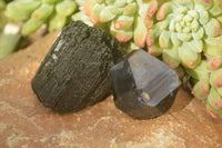 Natural Schorl Black Tourmaline Specimens With Hyalite On Some x 14 From Erongo, Namibia