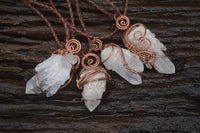 Natural Copper Wire Wrapped Sugar Pineapple Clear Quartz Crystals  x 6 From Madagascar