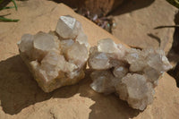 Natural Cascading White Phantom Smokey Quartz Clusters  x 2 From Luena, Congo - Toprock Gemstones and Minerals 