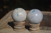 Polished Blue Spotted Spinel Quartz Spheres  x 6 From Madagascar - Toprock Gemstones and Minerals 