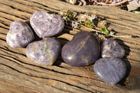 Polished Mixed Colour Intensity Purple Mica Lepidolite Hearts  x 6 From Madagascar - TopRock