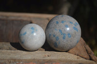 Polished Blue Spotted Spinel Quartz Spheres  x 6 From Madagascar - Toprock Gemstones and Minerals 