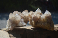 Natural Cascading White Phantom Smokey Quartz Clusters  x 2 From Luena, Congo - Toprock Gemstones and Minerals 