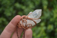 Natural Copper Wire Wrapped Sugar Pineapple Clear Quartz Crystals  x 6 From Madagascar