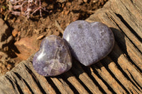 Polished Mixed Colour Intensity Purple Mica Lepidolite Hearts  x 6 From Madagascar - TopRock