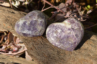 Polished Mixed Colour Intensity Purple Mica Lepidolite Hearts  x 6 From Madagascar - TopRock