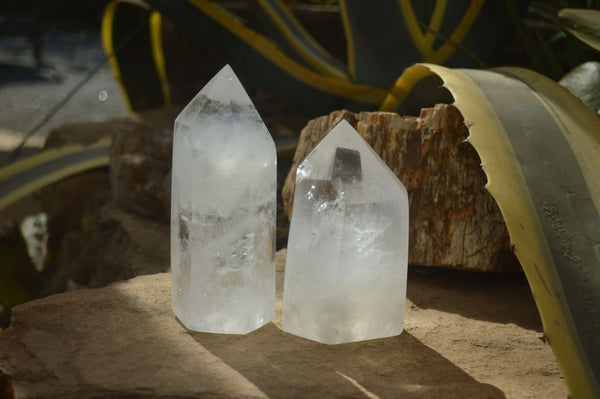 Polished Clear Quartz Crystal Points x 2 From Madagascar