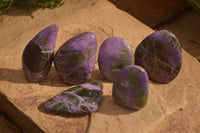 Polished  Stichtite & Serpentine Standing Free Forms x 6 From Barberton, South Africa