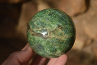 Polished  Green Chrysoprase Spheres  x 3 From Ambatondrazaka, Madagascar