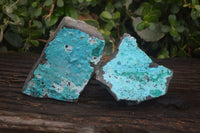 Natural Silica Chrysocolla On Dolomite Matrix Specimens x 2 From Congo