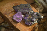 Natural Metallic Purpurite Cobbed Specimens x 3 From Erongo, Namibia