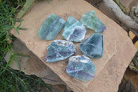 Polished Watermelon Fluorite Slices  x 6 From Uis, Namibia