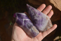 Polished  Stunning Chevron Amethyst Points x 6 From Zambia