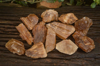 Natural Honey Aragonite Etched & Cobbed Pieces  x 12 From Namibia