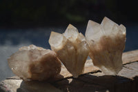 Natural Cascading White Phantom Smokey Quartz Crystal Clusters  x 13 From Luena, Congo - Toprock Gemstones and Minerals 