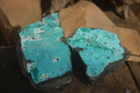 Natural Silica Chrysocolla On Dolomite Matrix Specimens x 2 From Congo