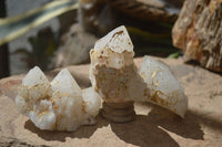 Natural "Cathedral Window" Cascading Quartz Specimens  x 7 From Madagascar - Toprock Gemstones and Minerals 