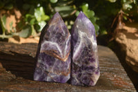 Polished  Stunning Chevron Amethyst Points x 6 From Zambia