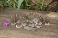 Polished Wispy Phantom Smokey Quartz Points x 20 From Madagascar