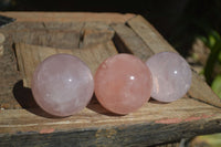 Polished Gemmy Pink Rose Quartz Spheres  x 3 From Ambatondrazaka, Madagascar - Toprock Gemstones and Minerals 