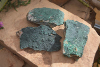 Natural Micro Botryoidal Crystalline Malachite Specimens  x 3 From Congo