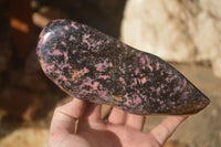 Polished  Pink & Black Rhodonite Standing Free Form x 1 From Madagascar