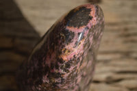 Polished  Pink & Black Rhodonite Standing Free Form x 1 From Madagascar