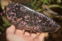 Polished  Pink & Black Rhodonite Standing Free Form x 1 From Madagascar