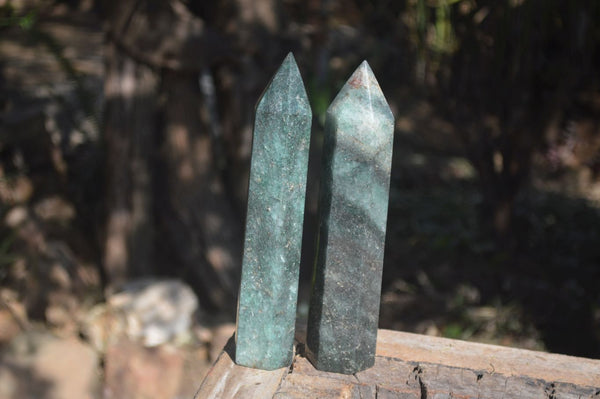 Polished Green Fuchsite Quartz Points  x 2 From Madagascar - Toprock Gemstones and Minerals 