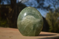 Polished  Green Fluorite Standing Free Forms  x 2 From Madagascar