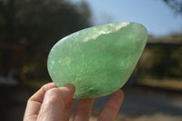 Polished  Green Fluorite Standing Free Forms  x 2 From Madagascar